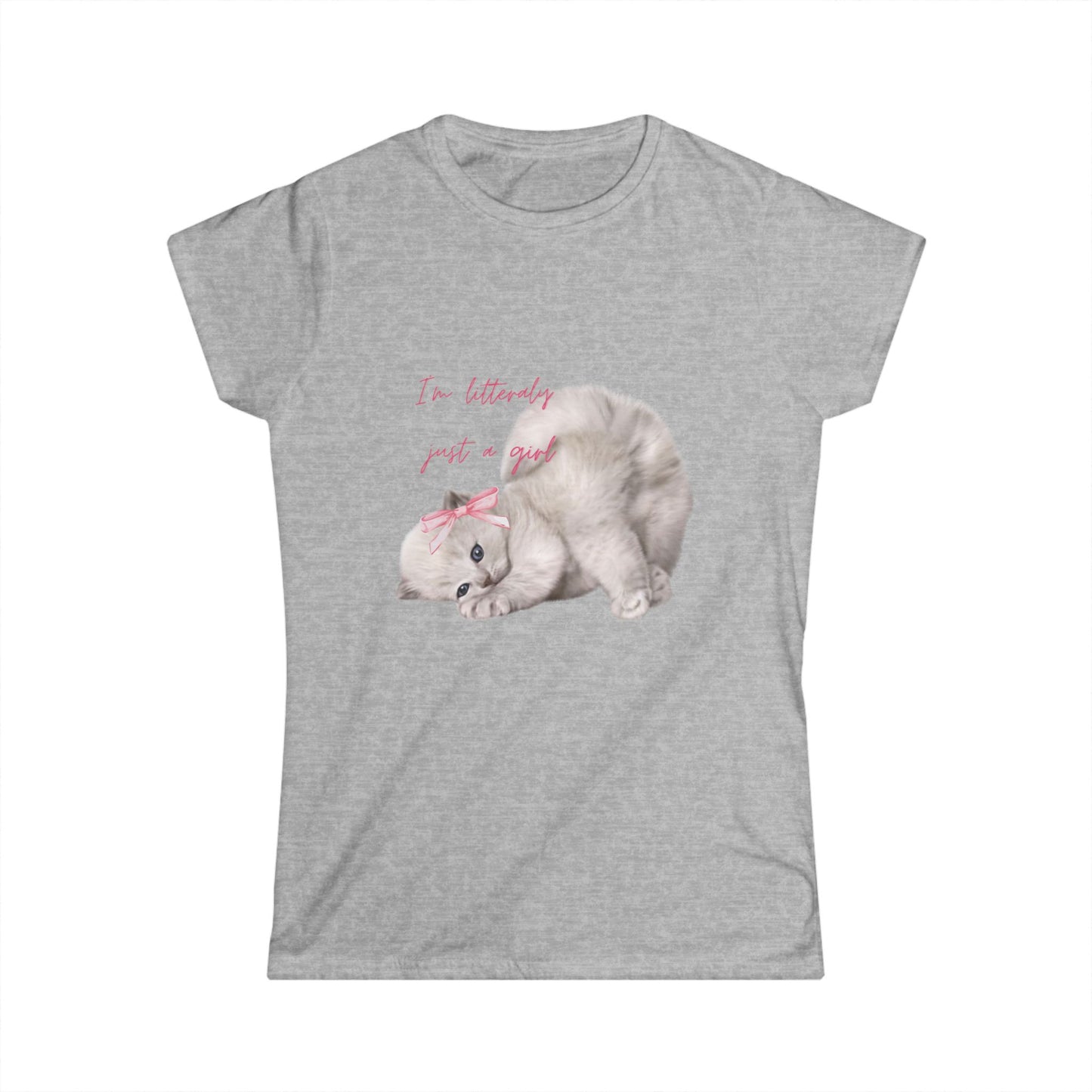 Kitten Graphic Tee with 'I'm Literally Just a Girl' Slogan
